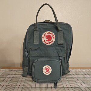Fjallräven Känken Mini Backpack Gray/Green with  matching Wallet Hiking Bookbag
